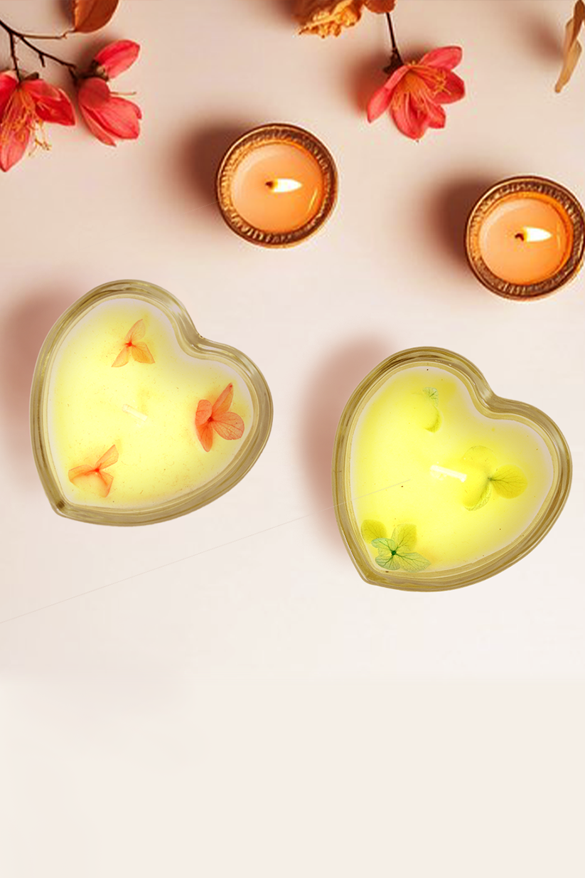 Scented Flat-HEART Candles (pack of 2)