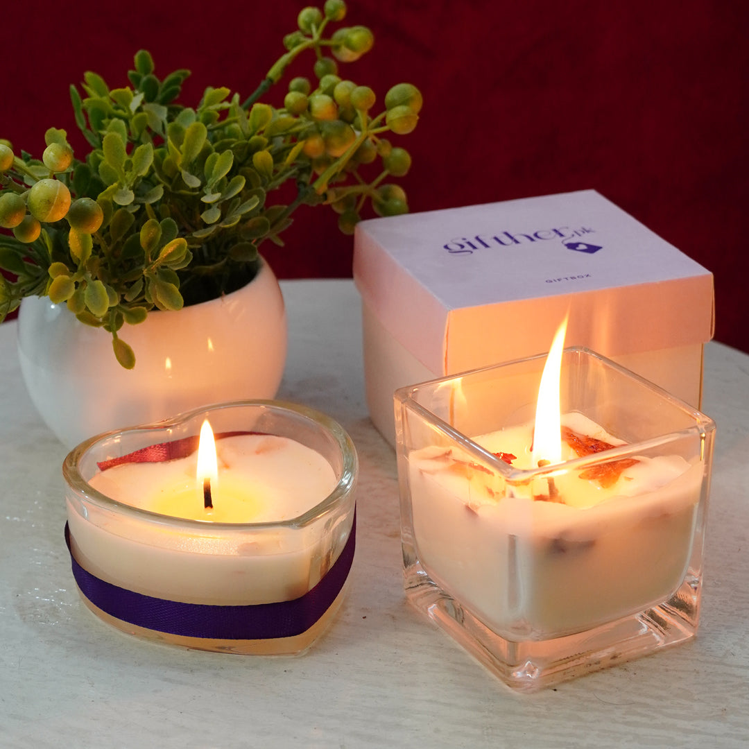 "Heart & Square Harmony Scented Candles" (pack of 2)